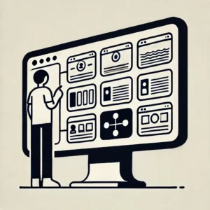 Interactive Slides on WordPress Slidepage Person interacting with multiple slides on a large screen, representing WordPress slidepage and interactive slides