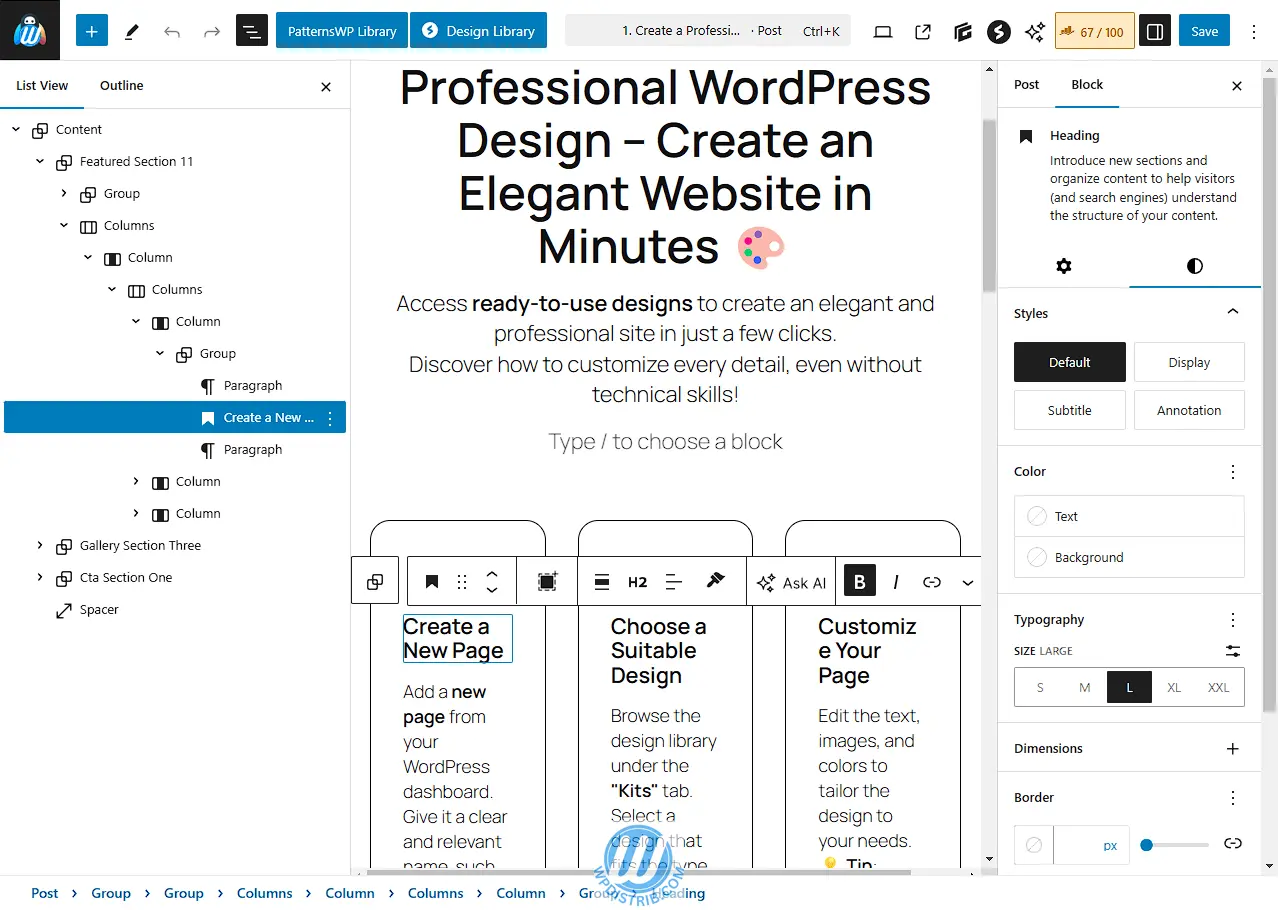 WordPress and Print Magazines: An Analogy for Better Understanding 15 https://wpdistrib.com/wp-content/uploads/2025/02/WPDISTRIB_Edit_Post_1._Create_a_Professional_Design_in_No_T_GUNuqD81NN_1278x910.webp
