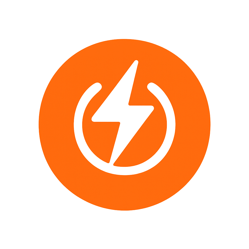 Icône starter pack représentant un bouton orange avec éclair stylisé.